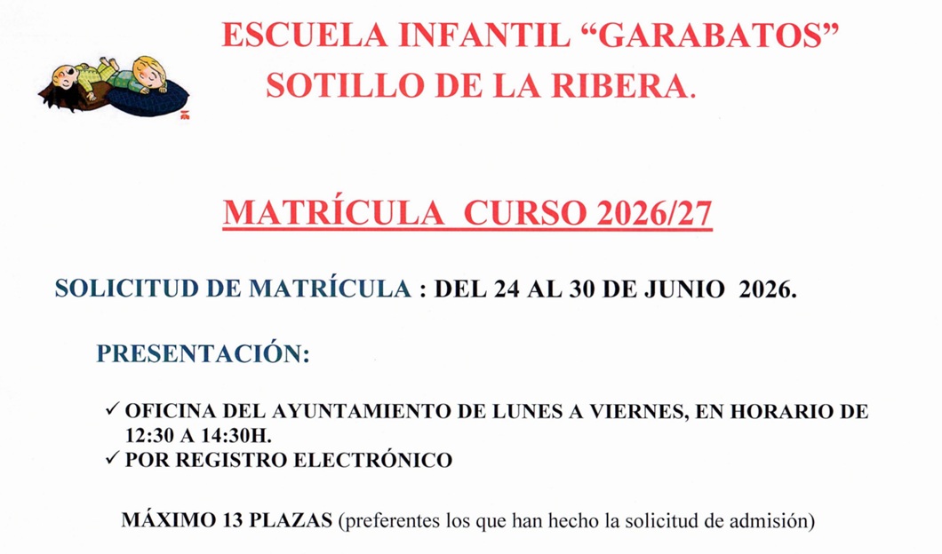MATRÍCULA ESCUELA INFANTIL -CURSO 2026/2027
